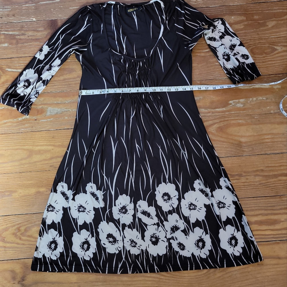 Reborn women's dress L brown floral a line midi